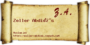 Zeller Abdiás névjegykártya